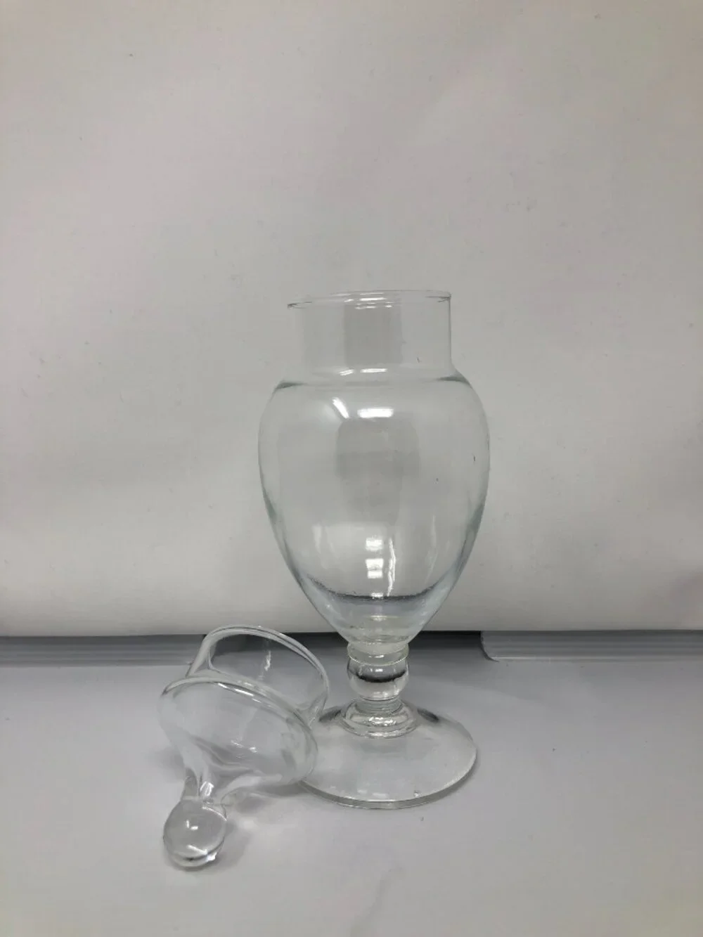 Vintage Clear Glass Lidded Apothecary Jar – 8 oz.